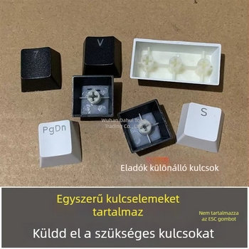Mechanikus billentyűzethez ABS anyagú kulcskupak készlet, Cherry MX kereszt-tengely kompatibilis, kerek kialakítású, betű- és számgombák.
