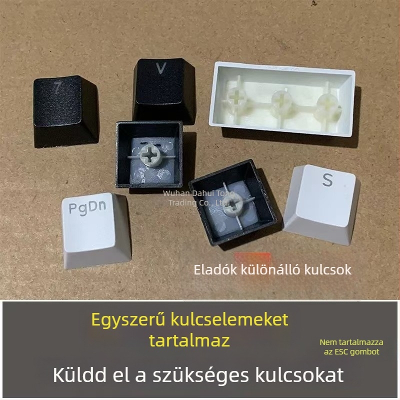 Mechanikus billentyűzethez ABS anyagú kulcskupak készlet, Cherry MX kereszt-tengely kompatibilis, kerek kialakítású, betű- és számgombák.