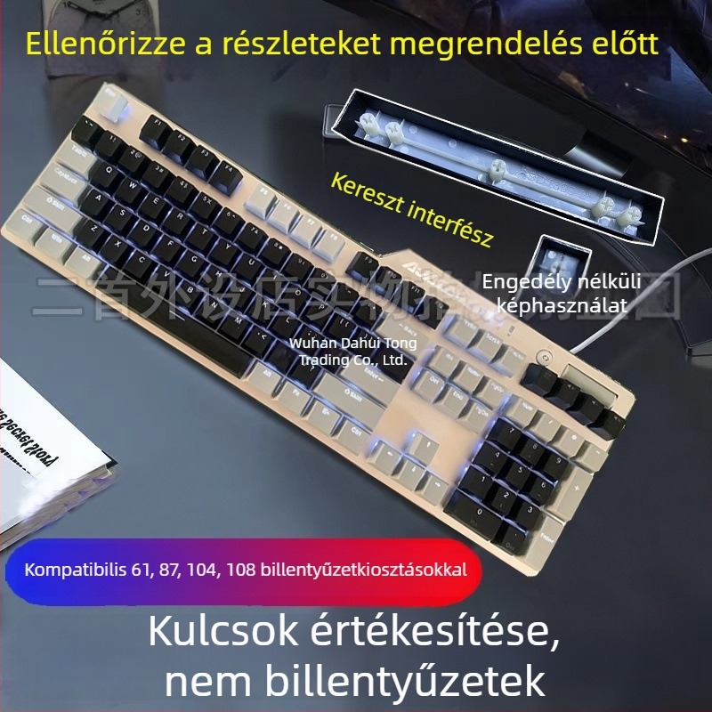 Mechanikus billentyűzethez ABS anyagú kulcskupak készlet, Cherry MX kereszt-tengely kompatibilis, kerek kialakítású, betű- és számgombák.