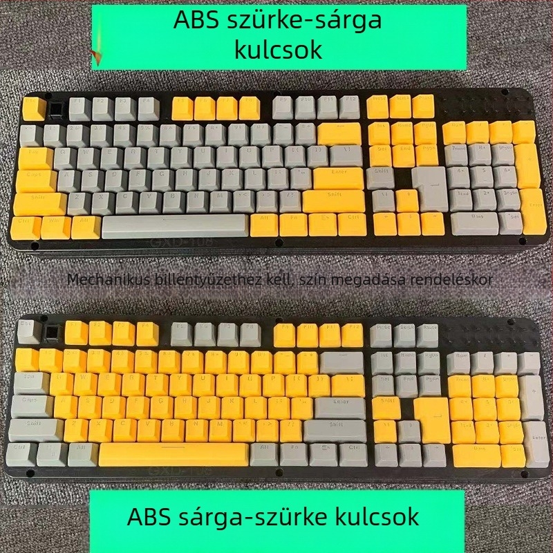 Mechanikus billentyűzethez ABS anyagú kulcskupak készlet, Cherry MX kereszt-tengely kompatibilis, kerek kialakítású, betű- és számgombák.