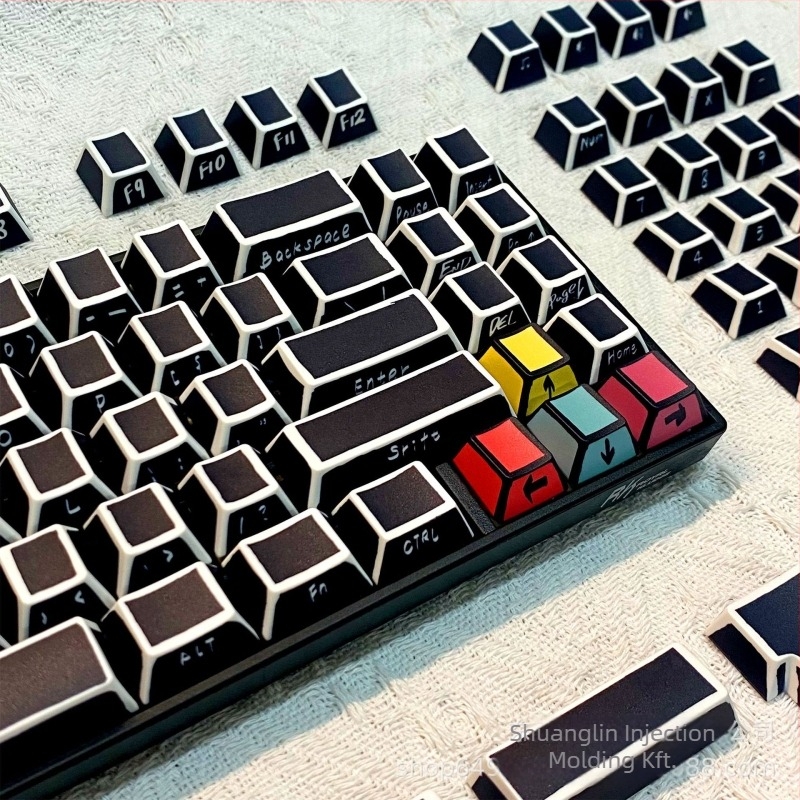 Keycaps mechanikus billentyűzetekhez, PBT anyag, ötfelű szublimáció, 141 billentyű, blokk-dizájn