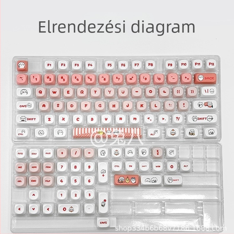 Pink Gee billentyűsapka készlet, kereszt‑axis kompatibilis, MOA magasság, 98+ billentyű, PBT sublimált