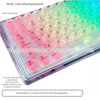 115 darabos átlátszó billentyűfedél-készlet, Cherry MX-stemmel kompatibilis, magas átlátszóság