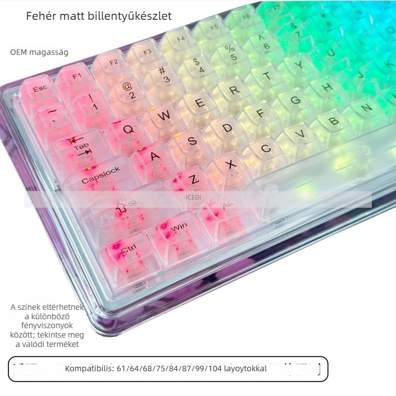 115 darabos átlátszó billentyűfedél-készlet, Cherry MX-stemmel kompatibilis, magas átlátszóság
