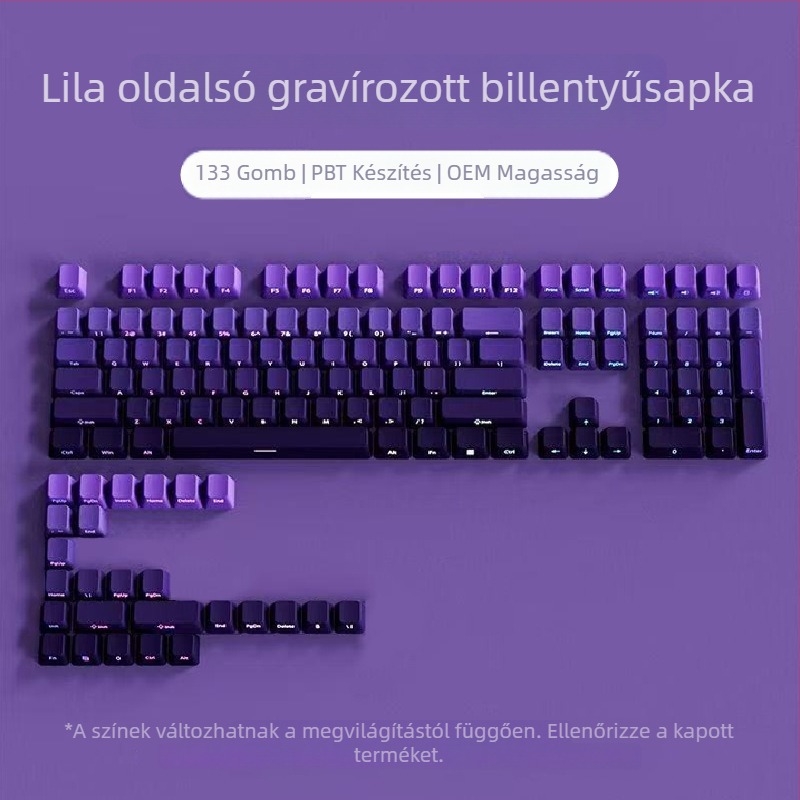 Mechanikus billentyűzethez való 133–as kulcskap készlet, oldalról gravírozott, gradientes átlátszó kivitel