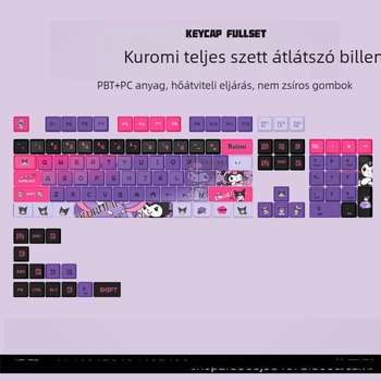Kuromi pudding átlátszó PBT Sublimációs mechanikus billentyűzet keycaps, 98+ billentyűk, Shaftless