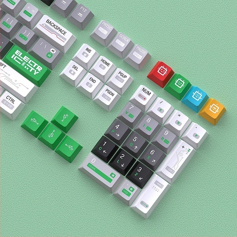 Mechanikus billentyűzethez való keycap készlet, anyag: PBT+PC, kétszínű injekciós formázás, ötoldalas szublimáció, 128 gomb, eredeti magasság