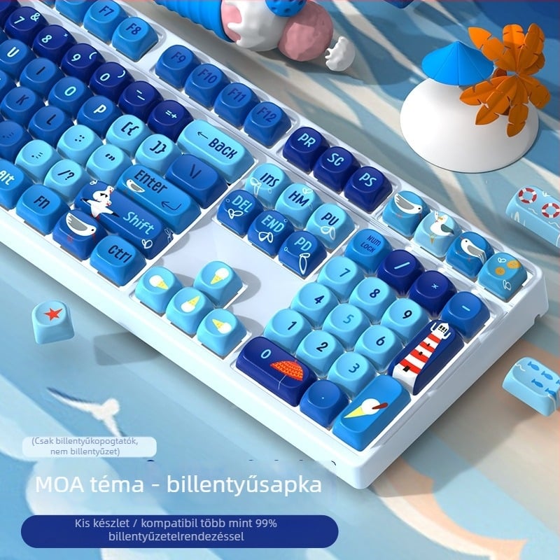 Keycaps Moa Theme, rajzfilm témájú, kopásálló, PBT szublimáció, univerzális kompatibilitás mechanikus billentyűkkel, testreszabható