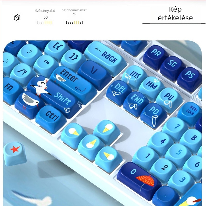 Keycaps Moa Theme, rajzfilm témájú, kopásálló, PBT szublimáció, univerzális kompatibilitás mechanikus billentyűkkel, testreszabható