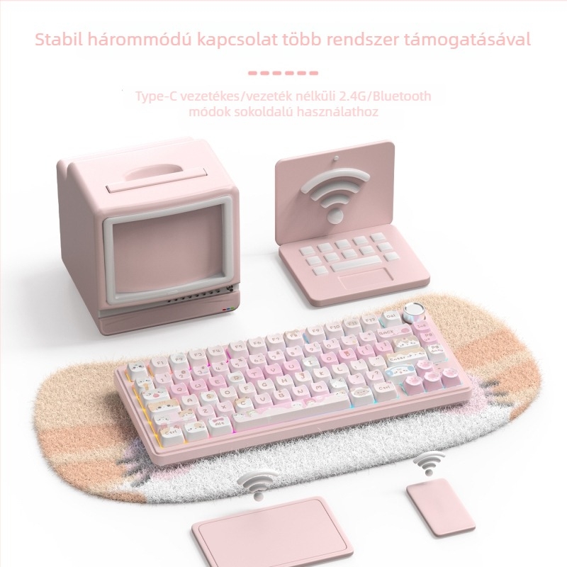 Mechanikus billentyűzet RGB háttérvilágítással, legfeljebb 87 billentyű, három üzemmódú kapcsolódás, ABS burkolat