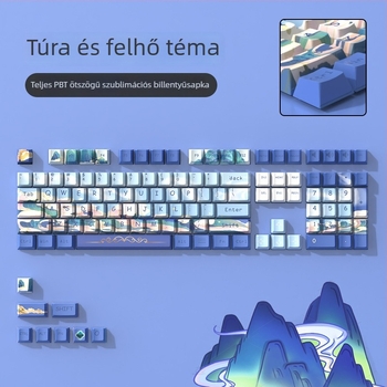 Billentyűzethez készült keycap készlet - PBT hőalakulású szublimáció, nemzeti stílus, univerzális kompatibilitás mechanikus billentyűzetekkel, DIY testreszabás, tartalmaz capkapcsi-kinyomó eszközt, 1 éves garancia
