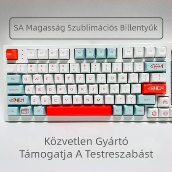 Salmon téma SA profil PBT kulcskapcsok, dye-sublimáció, testreszabható, kopásálló, ergonómikus, kompatibilis 95%-os billentyűzetekkel