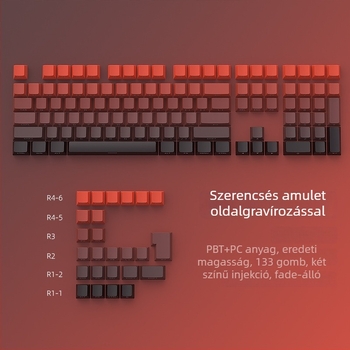 133-as PBT billentyűkészlet, kétszínű injektálás, oldalsó gravírozás, eredeti magasság, modell Lucky Strike