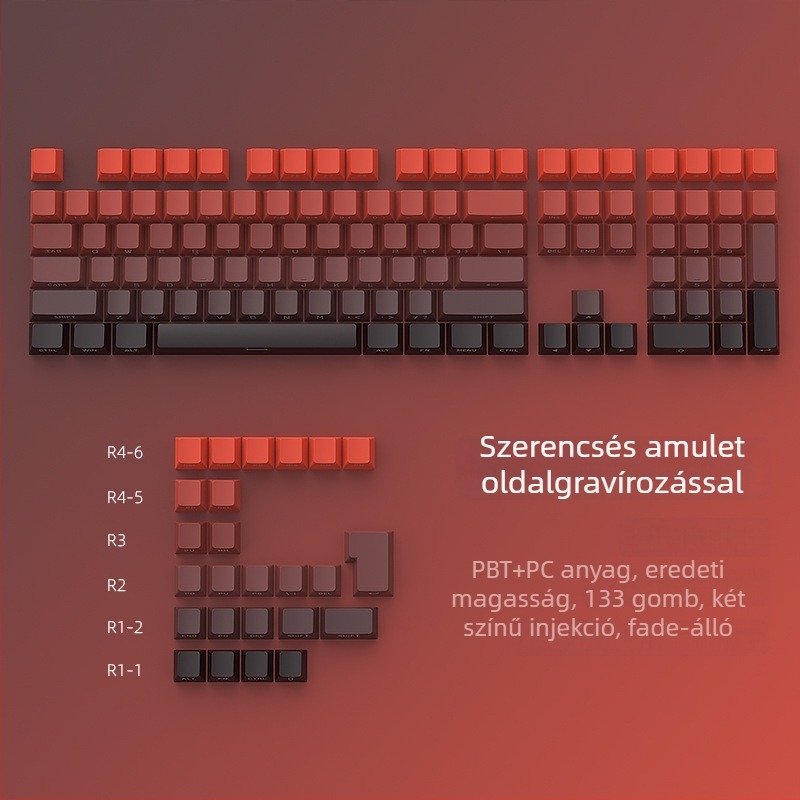 133-as PBT billentyűkészlet, kétszínű injektálás, oldalsó gravírozás, eredeti magasság, modell Lucky Strike