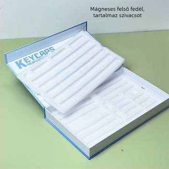 Billentyűsapkák csomagoló doboza gyöngyház pamut betéttel, univerzális illeszkedés, papírdoboz, tartalmaz két darab gyöngyház pamut betétet