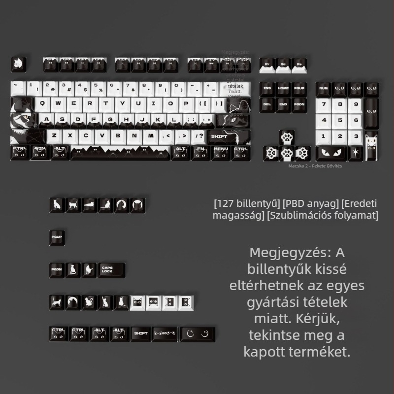 Mechanikus billentyűzethez készült egyedi PBT dye-sublimációs billentyűsapkák - Cat Series, Ötoldalú sublimáció, univerzális kompatibilitás, 1 év garancia