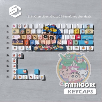 Ultraman Crayon Shin-Chan kulcskapfedél készlet, 74 db, dobozos, oldalgravírozás, átlátszó PBT, szublimáció + UV nyomtatás