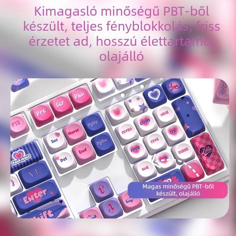 Moa témájú billentyűsapkák mechanikus billentyűzethez – testreszabott PBT szublimációval, modell Moa keycap-love-boxed, univerzális kompatibilitás, kopásálló dizájn