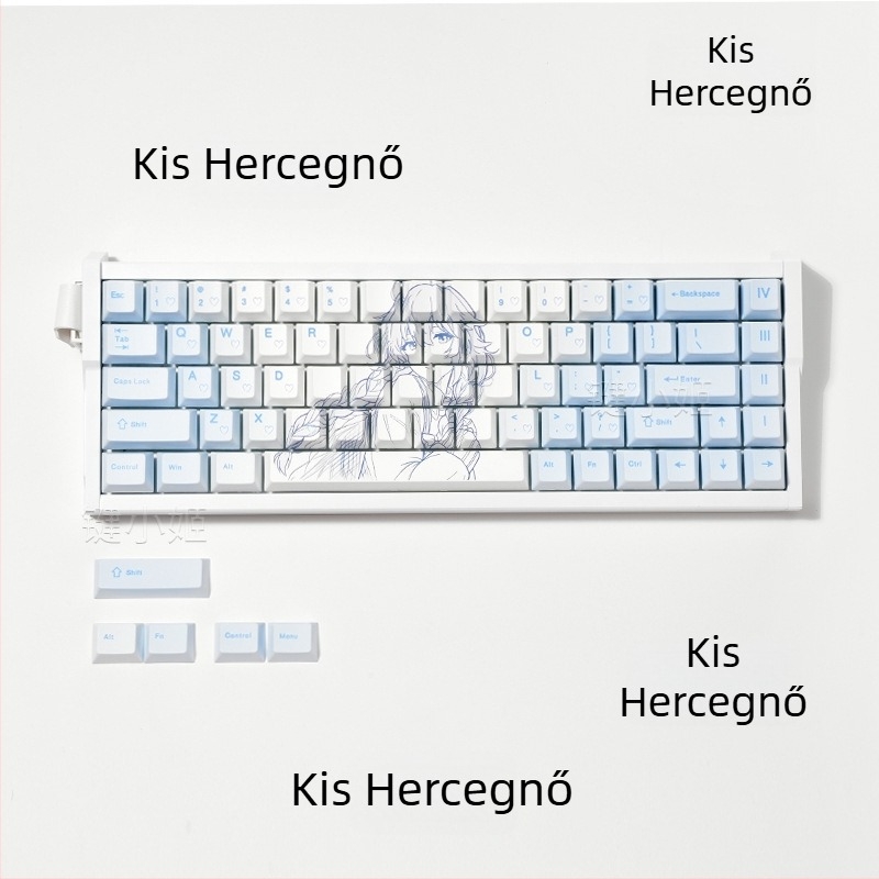 PBT átlátszó oldalsó gravírozású keycap készlet, sublimáció + UV nyomtatás, dobozos csomagolás, mechanikus billentyűzethez mágneses kapcsolóval