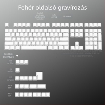 ABS billentyűsapkák készlet – 131 billentyű, oldalsó gravírozott karakterek, világító, OEM magasság