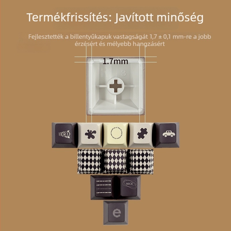 1,7 mm vastag PBT Sublimációs Szürke Téma Keycap Készlet, 134 billentyű, 61/64/68/87/98/104-es elrendezésekhez, fényblokkoló háttérvilágítással
