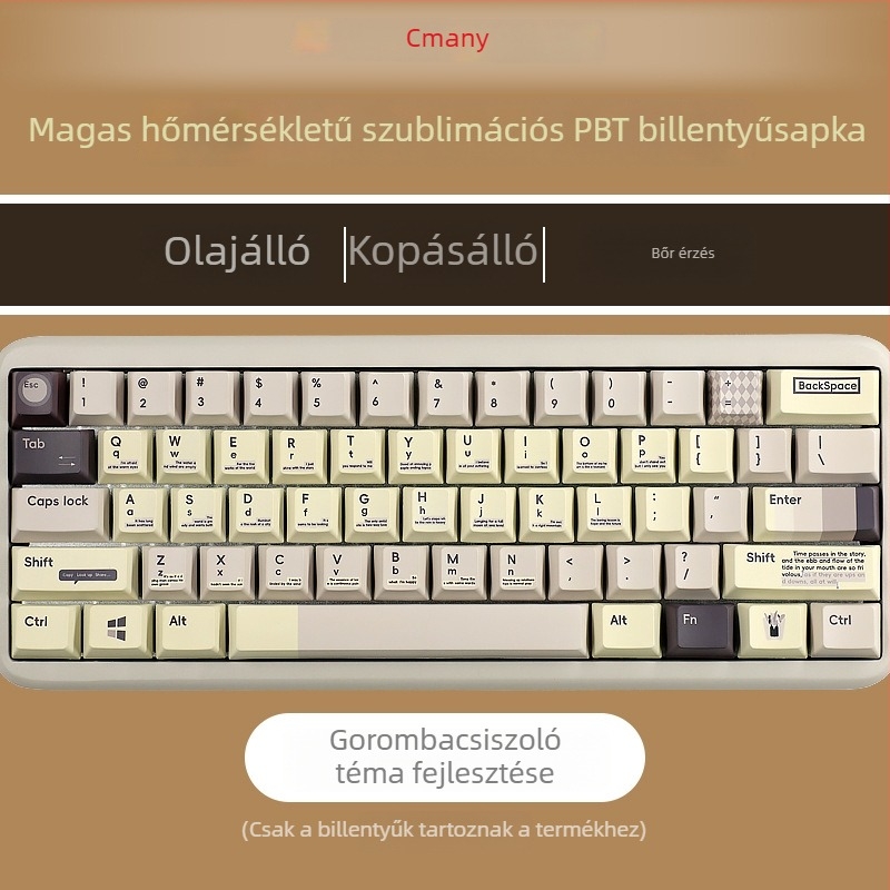 1,7 mm vastag PBT Sublimációs Szürke Téma Keycap Készlet, 134 billentyű, 61/64/68/87/98/104-es elrendezésekhez, fényblokkoló háttérvilágítással