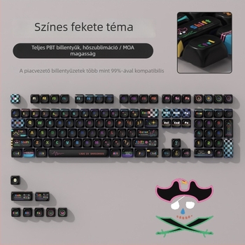 Személyre szabott billentyűfedél mechanikus billentyűzethez — PBT szublimáció, univerzális és mechanikus billentyűzetekkel kompatibilis, Moa téma billentyűfedők
