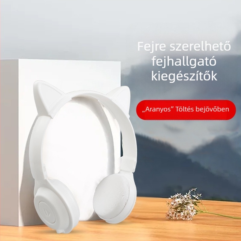 Fejre szerelt vezeték nélküli fejhallgató rekvizit fotózáshoz, mikrofon nélkül