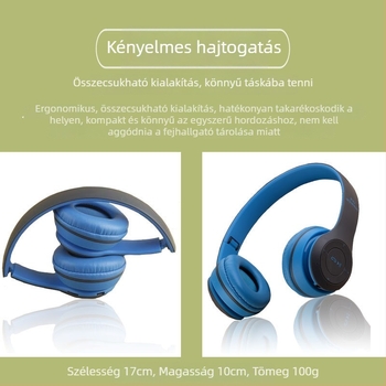 P47 Összecsukható vezeték nélküli gaming headset Bluetooth 5.0, sztereó hang, hangvezérlés