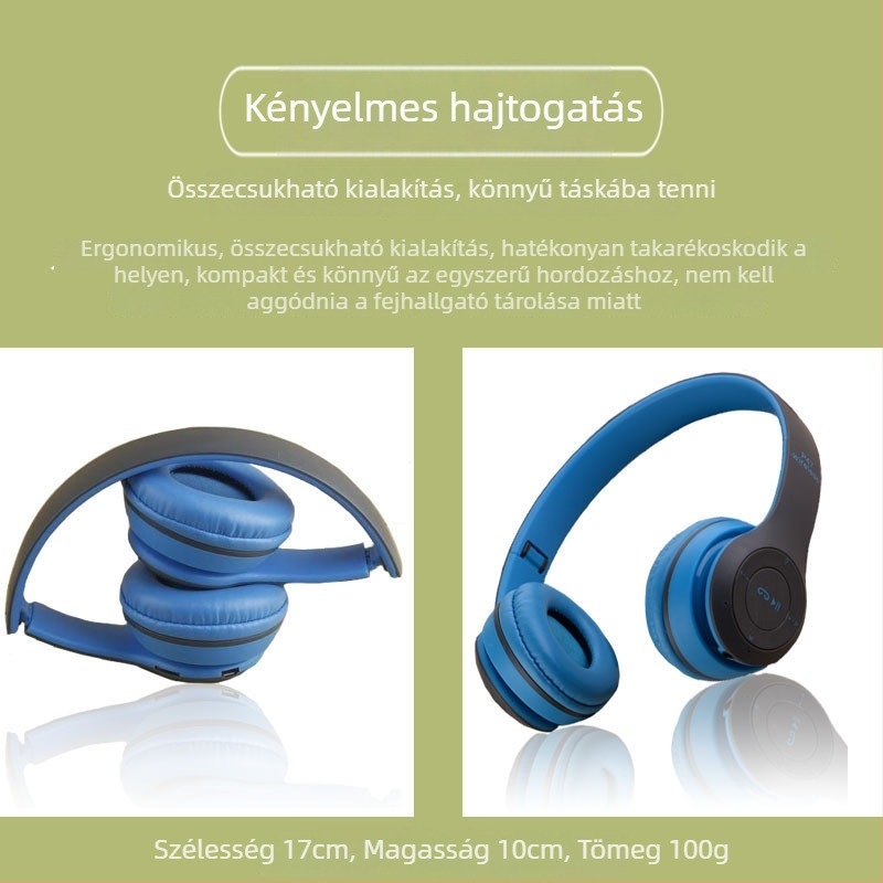 P47 Összecsukható vezeték nélküli gaming headset Bluetooth 5.0, sztereó hang, hangvezérlés