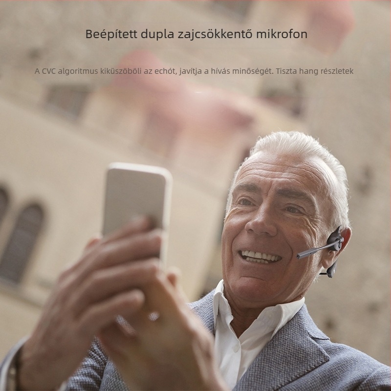 Csontvezetéses Bluetooth headset, mikrofon CVC kettős zajszűrővel, nyitott fül dizájn, Bluetooth 5.0, 10 m hatótávolság, üzemidő >8 óra