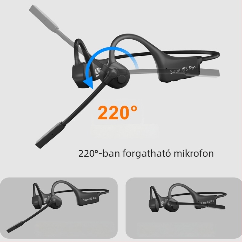Csontvezetéses Bluetooth headset, mikrofon CVC kettős zajszűrővel, nyitott fül dizájn, Bluetooth 5.0, 10 m hatótávolság, üzemidő >8 óra