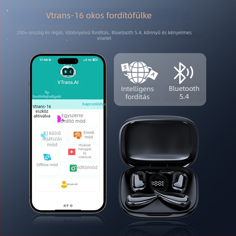 V16 fordító fülhallgató Bluetooth 4.0, USB 3.0, 200 mAh, iOS és Android kompatibilis