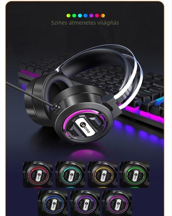 Lecoo HT401 kábeles gaming headset, 50 mm hangszórókkal, 3,5 mm inline dugó, beépített mikrofon, fejre helyezhető