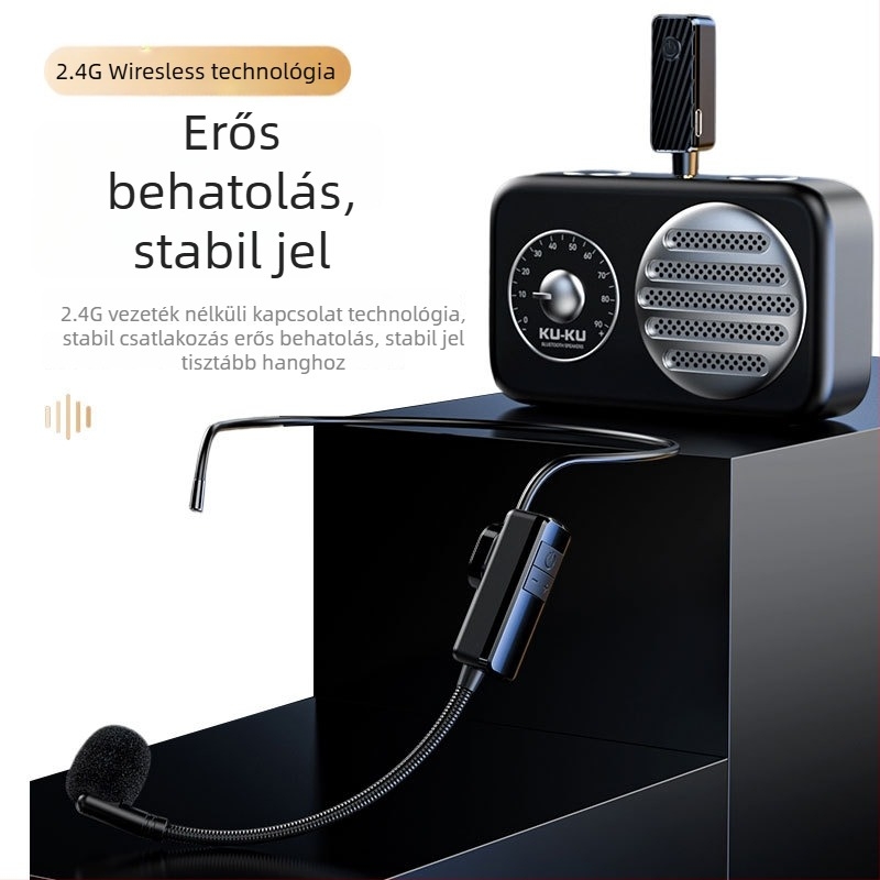 Oktatáshoz fejre szerelhető vezeték nélküli mikrofon — 2.4G, közvetlen csatlakozás, mágneses lavalier