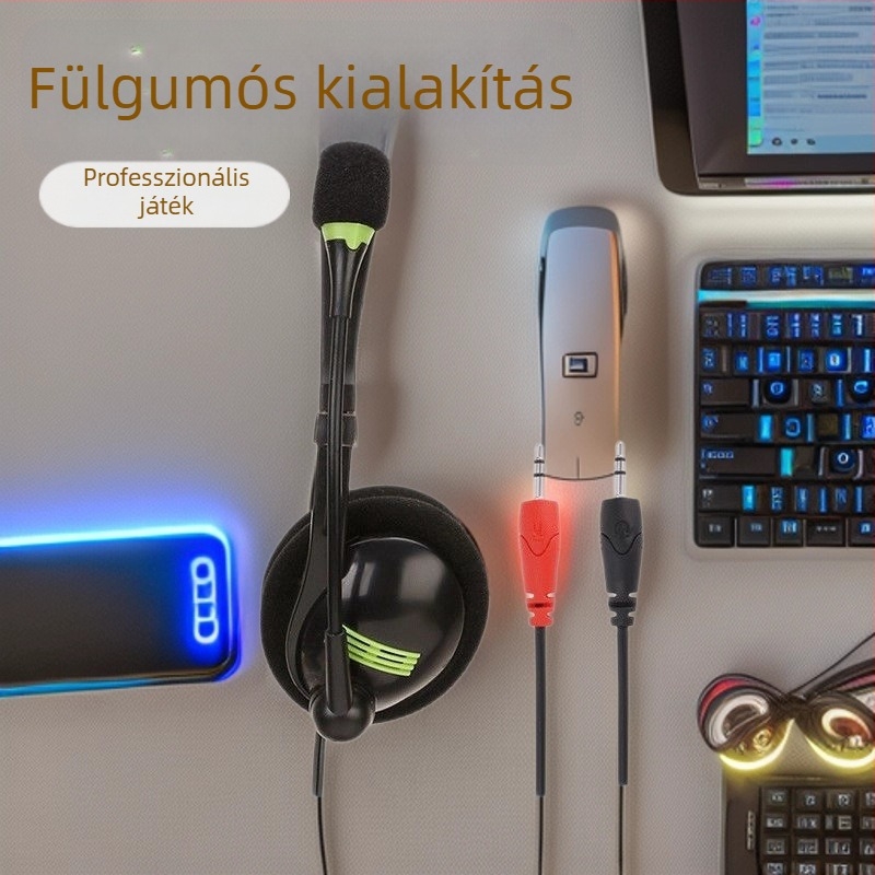 Vezetékes számítógépes fejhallgató mikrofonnal, online órákhoz, játékhoz és irodai használatra