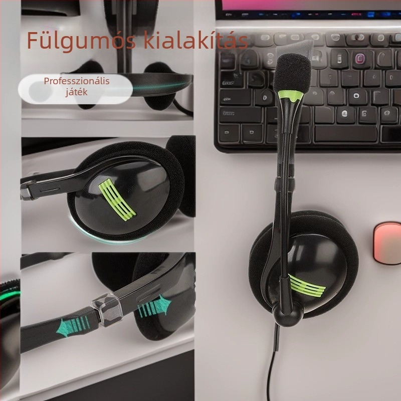 Vezetékes számítógépes fejhallgató mikrofonnal, online órákhoz, játékhoz és irodai használatra