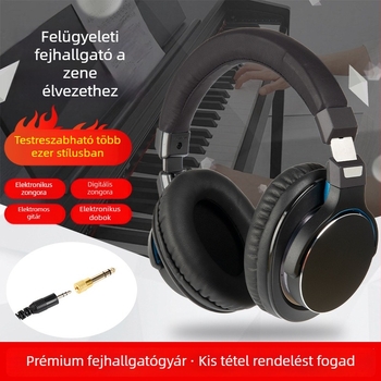 Kábeles DJ felügyeleti fejhallgató, 50 mm meghajtóval, 32 Ω, 3,5 mm csatlakozó, 3 m kábel, összecsukható