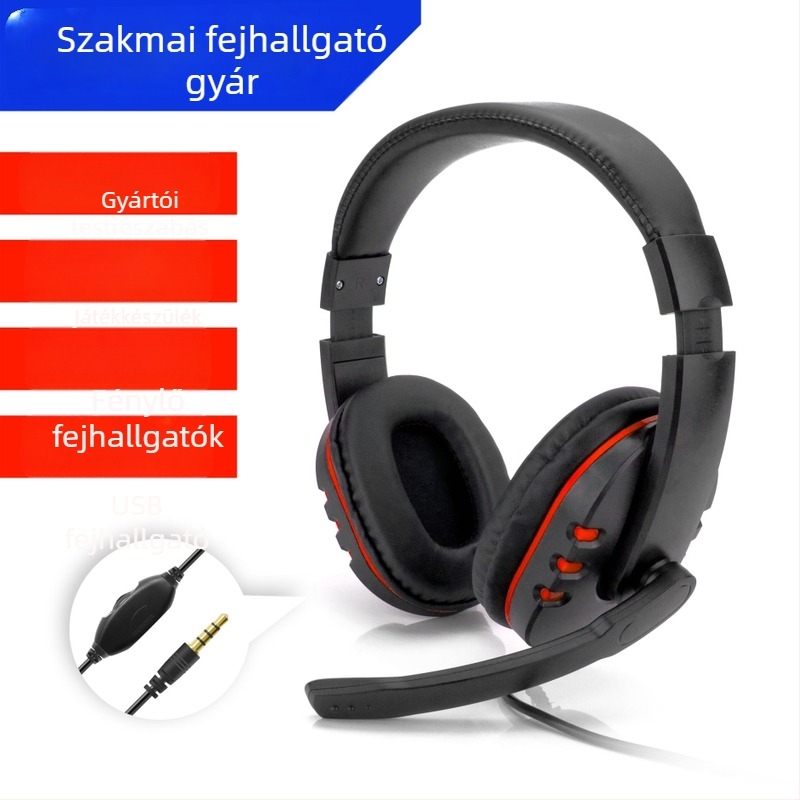 CNUNC SX028A kábeles gaming headset, 40 mm meghajtókkal, 3,5 mm-es csatlakozó, 20-20000 Hz frekvencia, mikrofon beépített