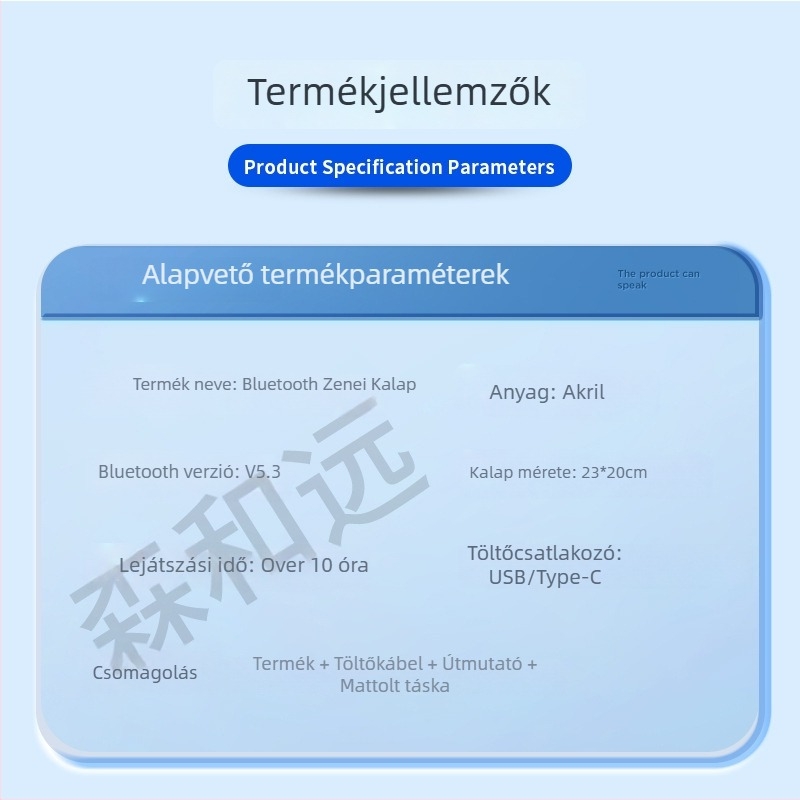 Bluetooth zenés kötött sapka LED világítással és beépített sztereó hangszórókkal, 15 m hatótáv, Bluetooth 5.4, akkumulátor üzemideje több mint 8 óra