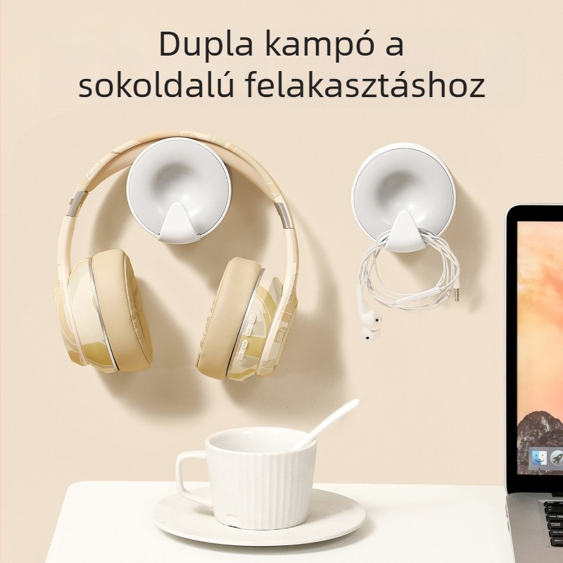 Fali fejhallgató-tartó, lyukasztás nélküli, modern minimalist dizájn