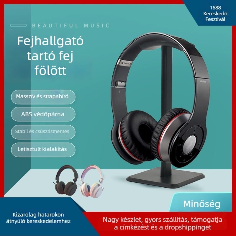 Asztali fejhallgatóállvány — alumíniumötvözet, univerzális minden modellhez, asztali használat