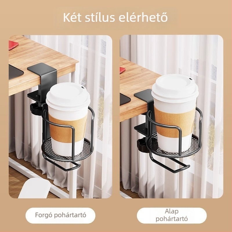 Íróasztali pohártartó és kampó rendező, vasból, modern minimalist stílus, kampó típusú telepítés, többfunkciós, fúrás nélkül, 1 szint