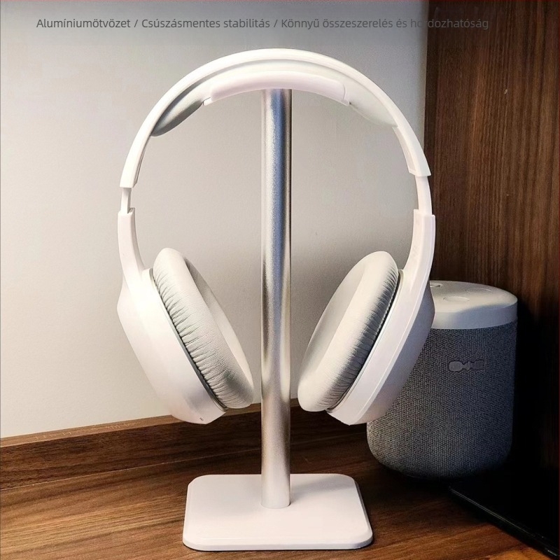 Asztali fejhallgató-tartó, alumíniumötvözet és szilikon kialakítás, modell 01, tárolásra és kiállításra