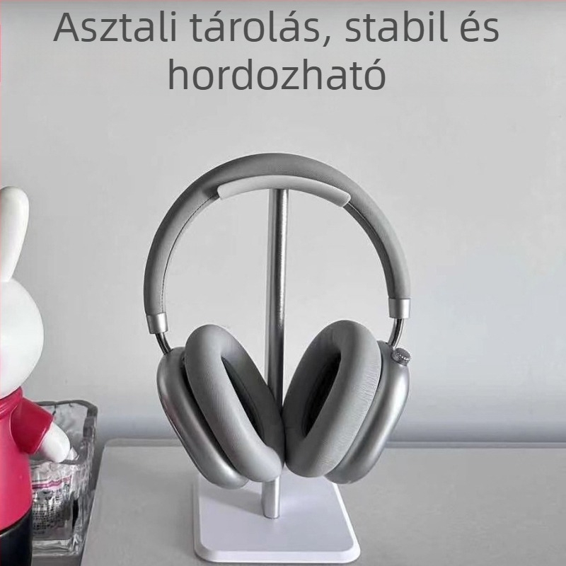 Asztali fejhallgató-tartó, alumíniumötvözet és szilikon kialakítás, modell 01, tárolásra és kiállításra