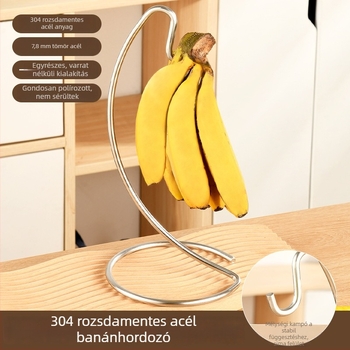 Banánállvány 304 rozsdamentes acélból — asztali gyümölcskosár, kreatív dekoráció, hordozható