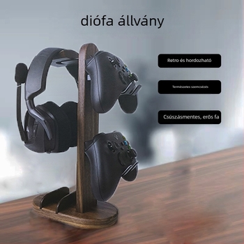 Asztali fejhallgató állvány masív diófából, minimalist design, 2024-ben megjelent