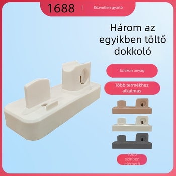 3 az 1-ben töltőállvány kábel tárolóval – iPhone, Apple Watch, okostele és fülhallgatóhoz – TPU, egyszerű stílus