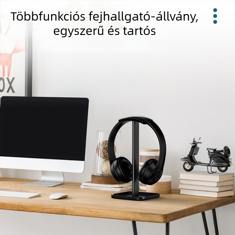 Többcélú fejhallgatóállvány alumíniumötvözetből, asztali kiállításra és tárolásra