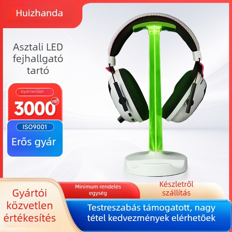 GM-02 Asztali állvány fejhallgató és telefon-támogatással — tömeg 95 g, asztali használatra, 1 év garancia